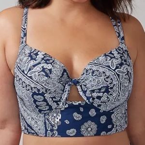 LANE BRYANT BLUE BANDANA BIKINI TOP SIZE 42C